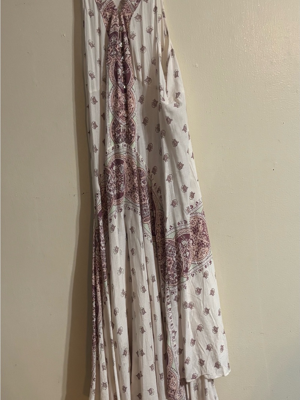 Free People Faithfully Yours Cream and Mauve Paisley Halter Maxi Dress - Picture 3 of 15